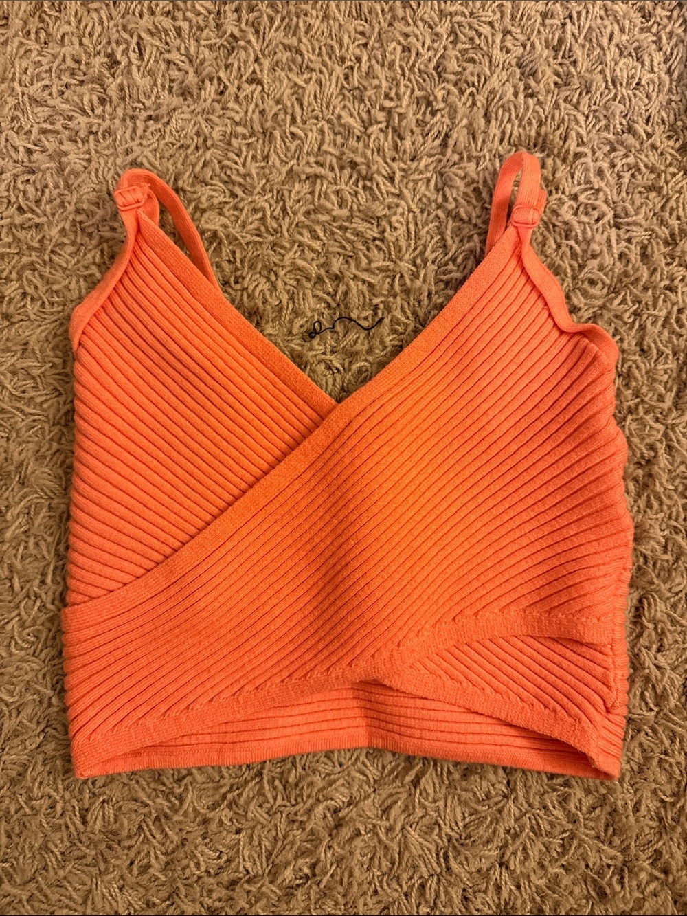 Aerie Ribbed Orange/Coral Crop Cami Top